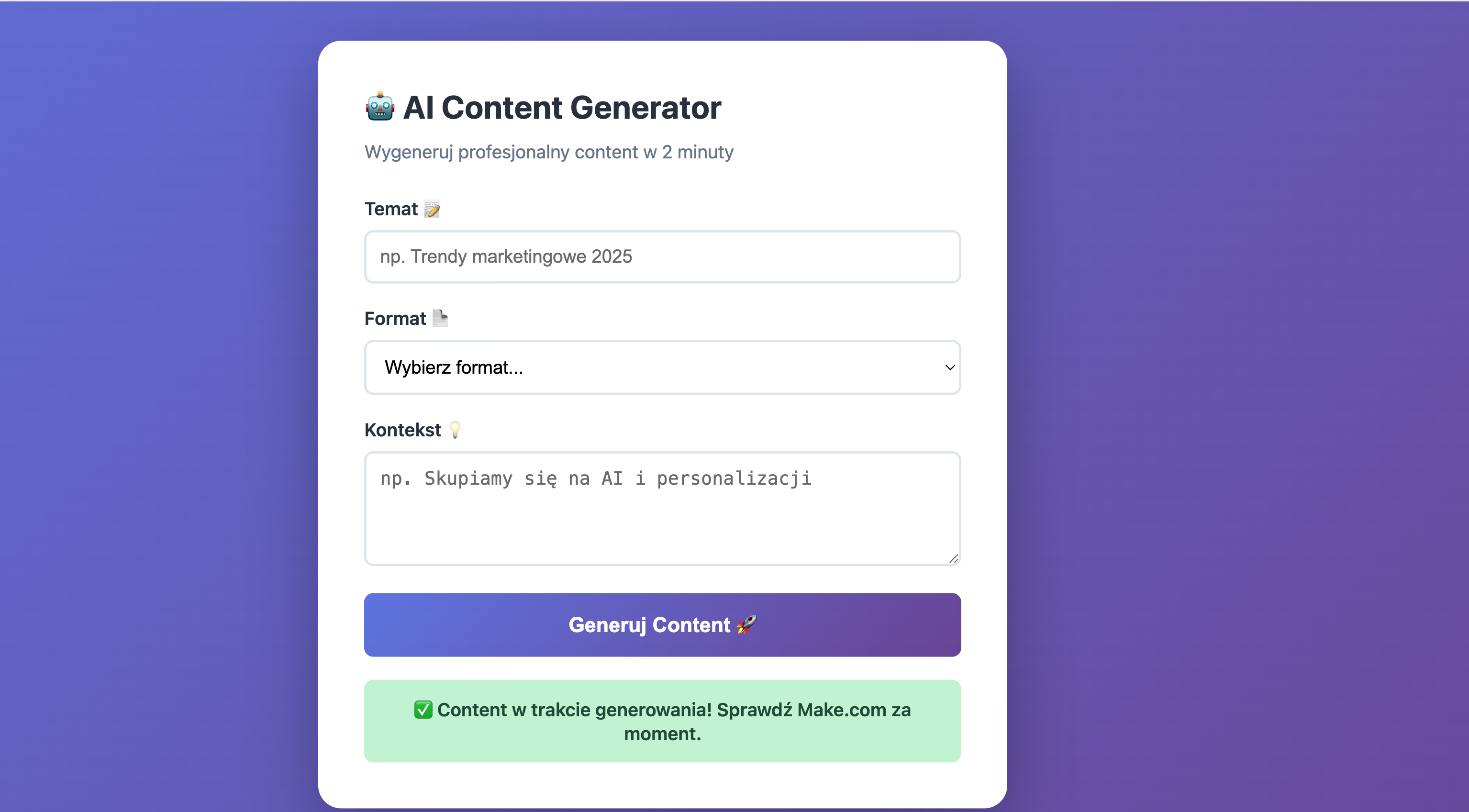 Make.com automation flow — 6 AI agents in sequence