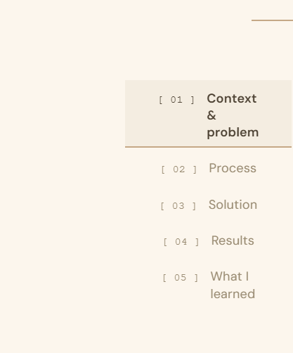 Floating table of contents sidebar on a case study page